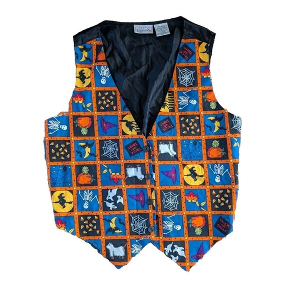 Vintage Halloween Themed Vest L Punk Skeletons Grunge Party Costume - Picture 1 of 8